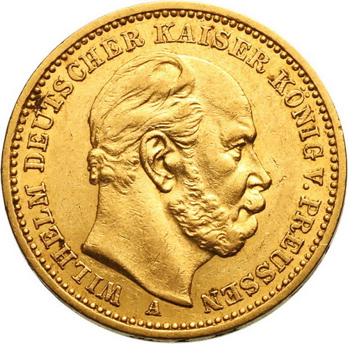 ドイツ プロイセン 1883年A 20マルク 金貨 ヴィルヘルム1世